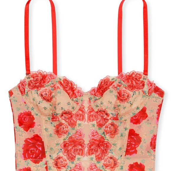 Victoria's Secret Dream Angels Strapless Floral Embroidery Corset Top SZ32DD - Picture 4 of 11